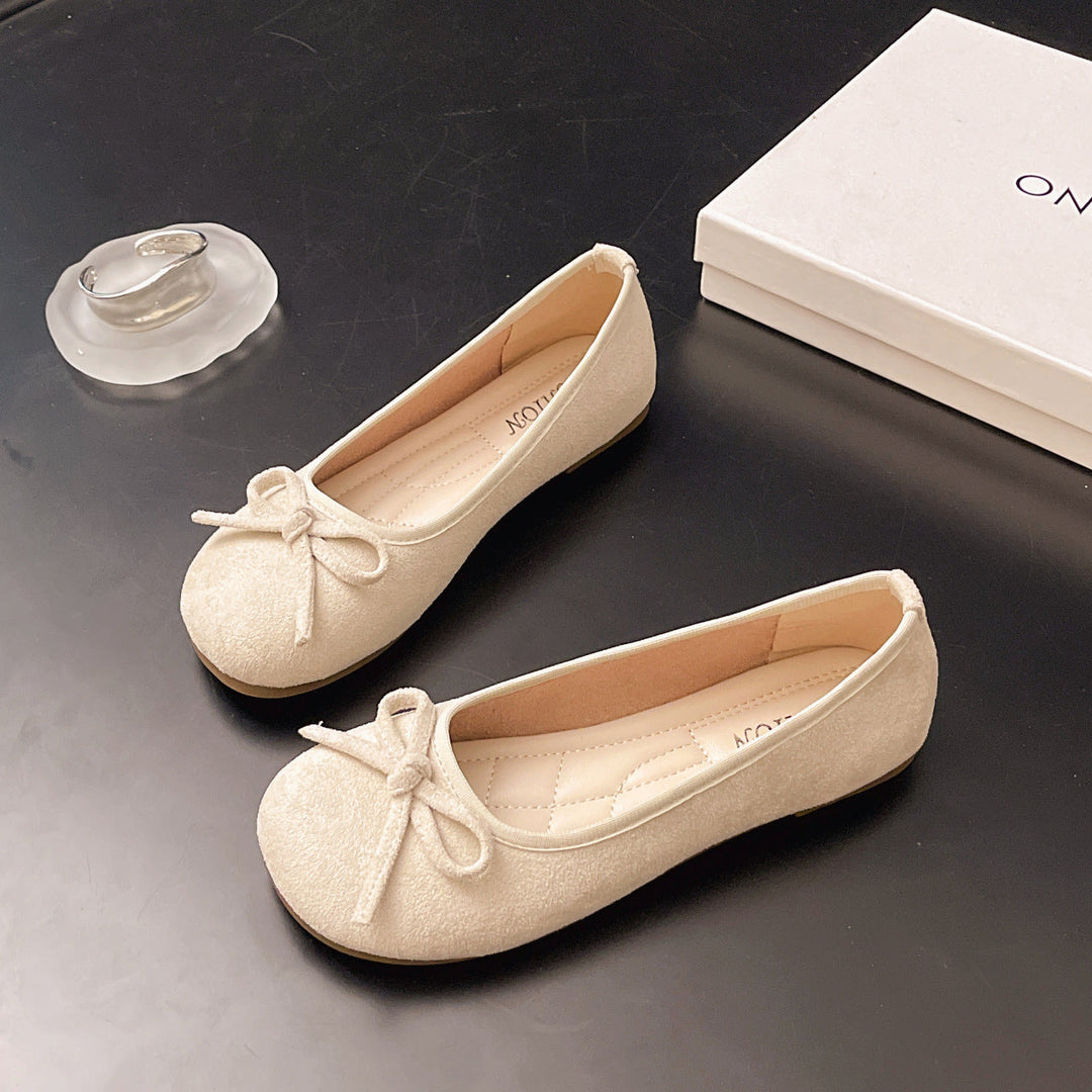 Damen elegante Ballerinas mit zierlichem Schleifendetail Drune