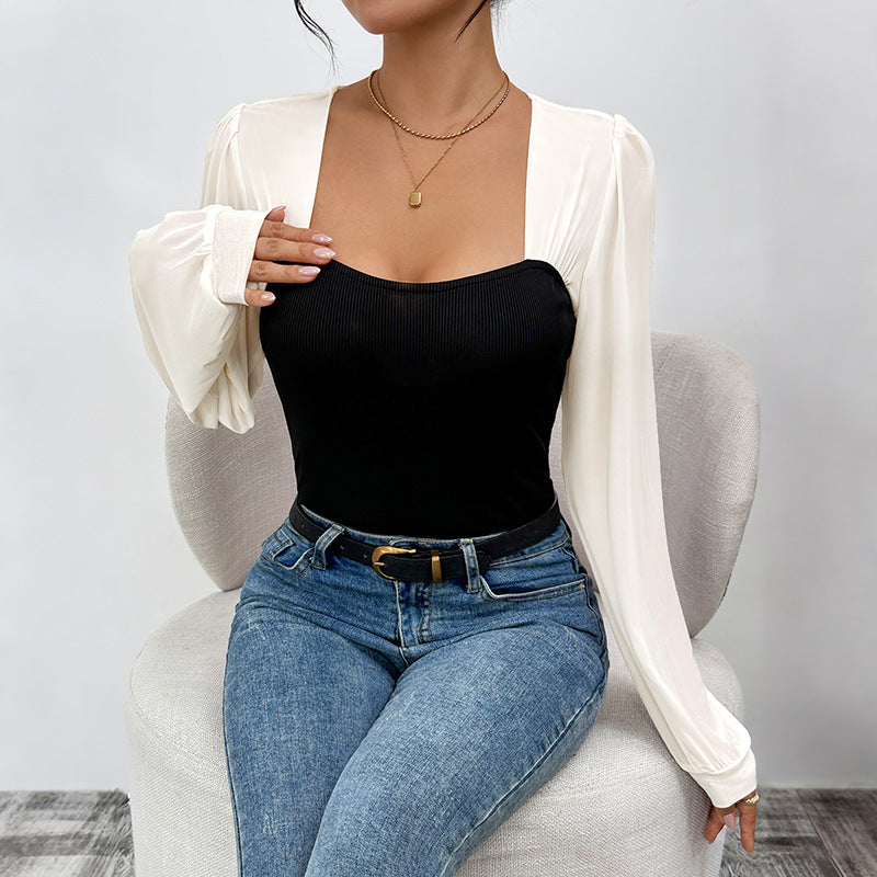 Damen Longsleeve Body mit Puffärmeln Drune