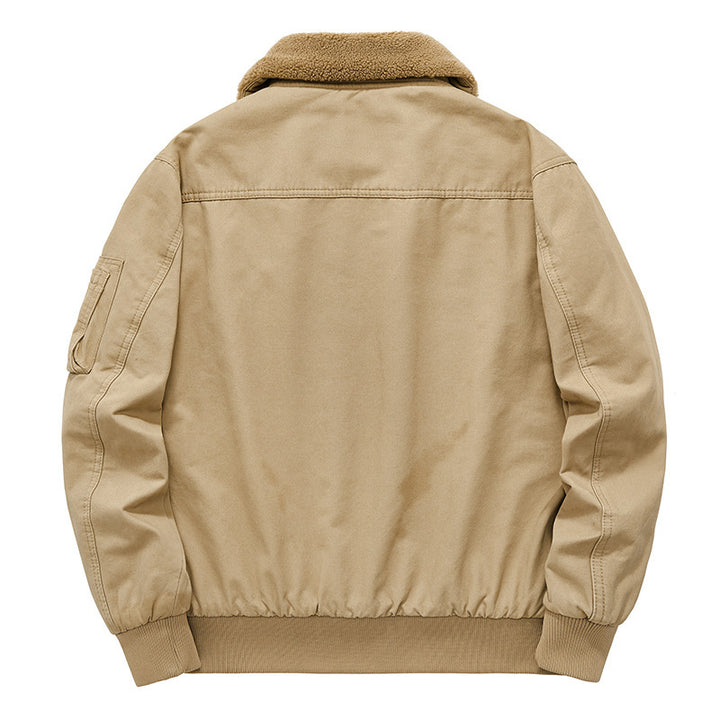 Herren Pilotenjacke mit Sherpa-Innenfutter, Teddykragen und Utility-Taschen Drune