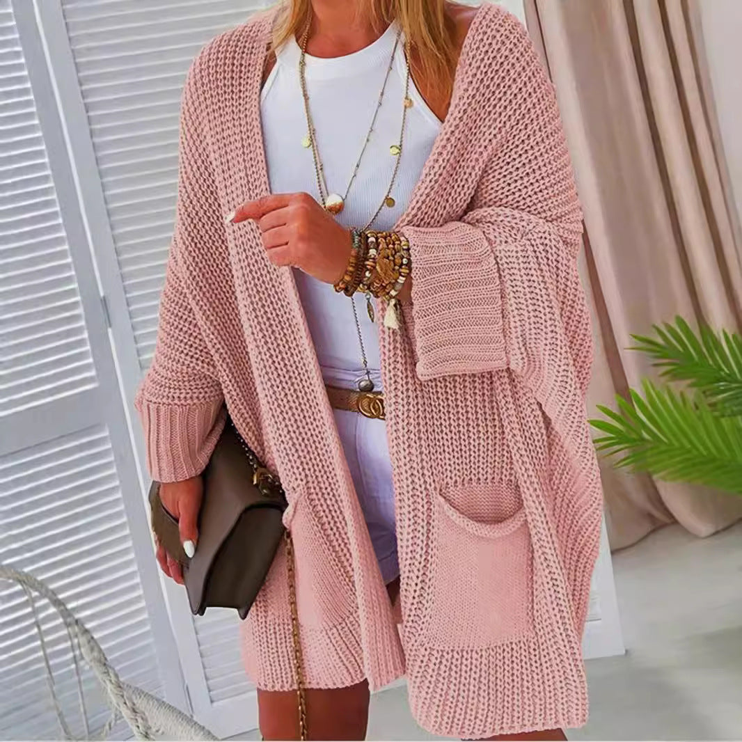 Damen Grobstrick-Cardigan mit offenen Taschen und legerem Schnitt Drune