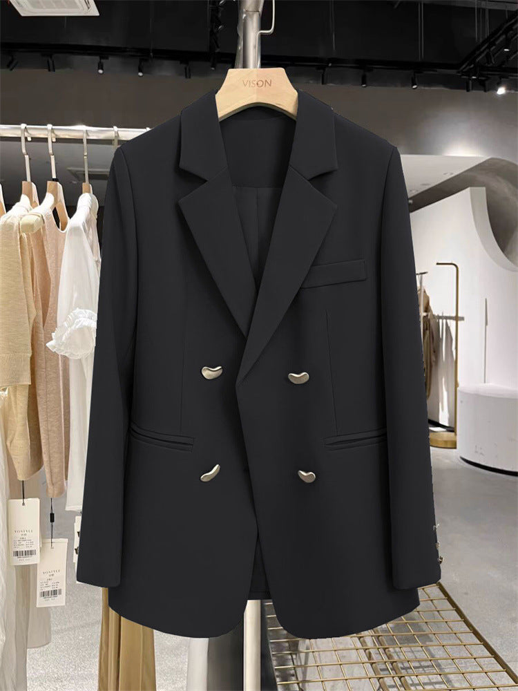 Damen Modischer Zweireiher Blazer Drune