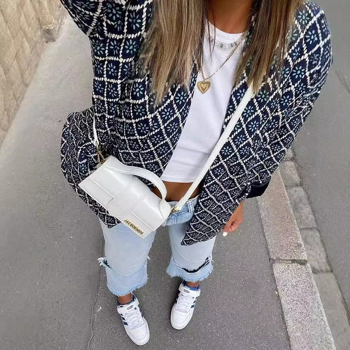 Damen 80+ gesteppte Kimonojacke mit grafischem Diamantjacquard Drune