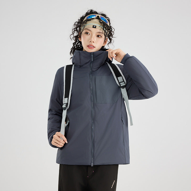 Damen Isolierte Outdoor-Steppjacke mit Kapuze, Brustpasse und elastischen Bündchen Drune