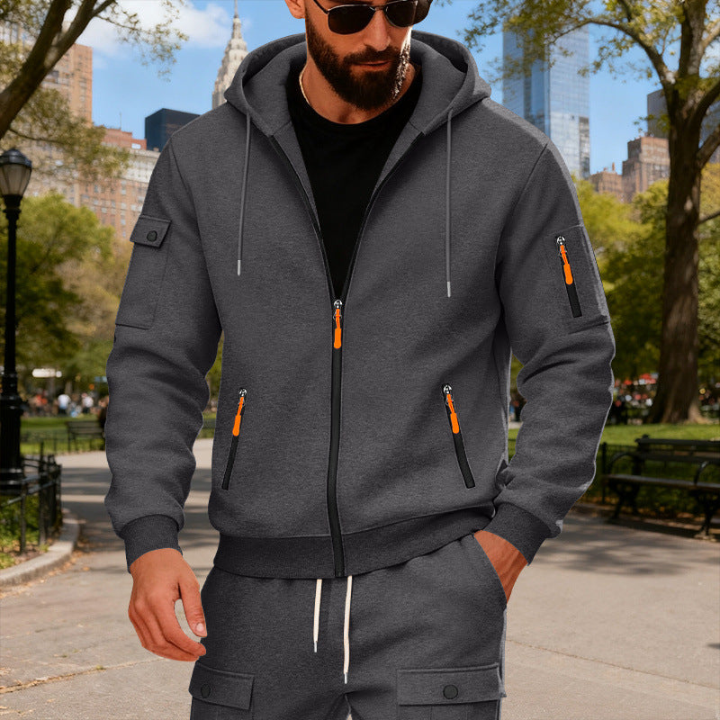 Herren nan Kapuzenjacke mit wasserabweisenden Reißverschlüssen und multifunktionalen Taschen Drune