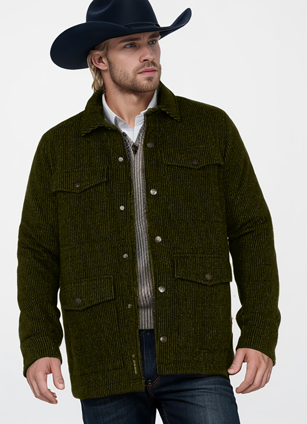 Herren strapazierfähige Baumwolljacke im rustikalen Look mit praktischen Klappentaschen Drune