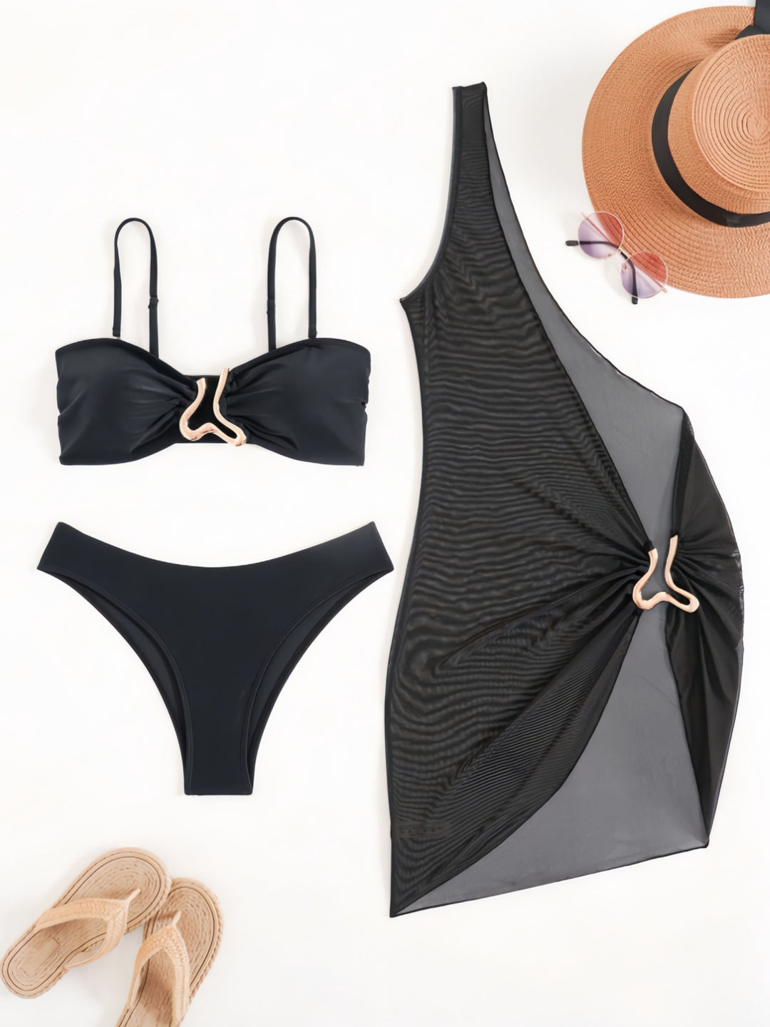 Damen Bandeau-Bikini mit transparentem Cover-Up Drune