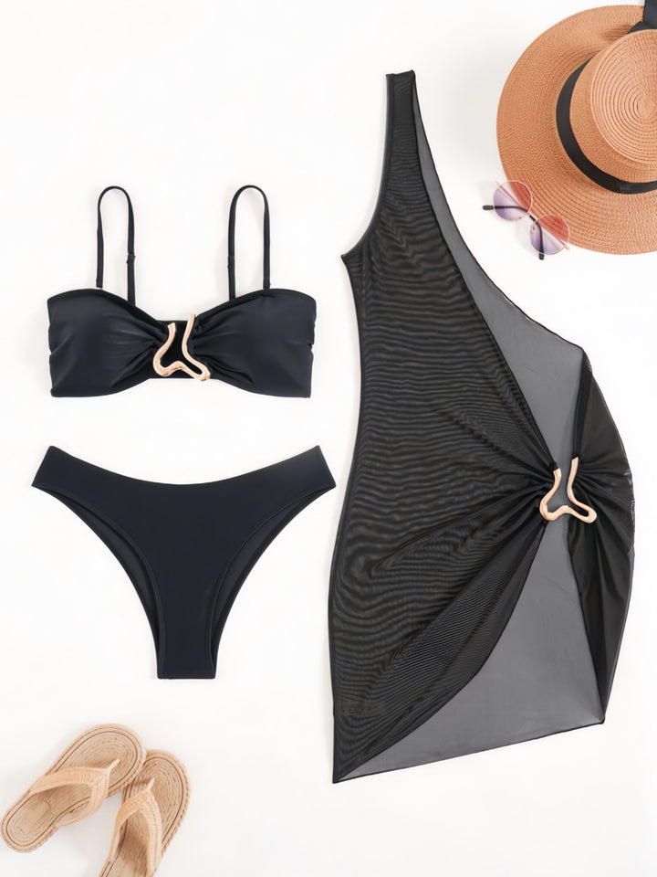 Damen Bandeau-Bikini mit transparentem Cover-Up Drune
