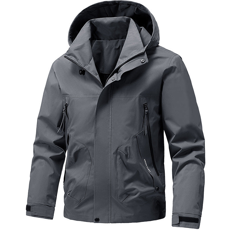 Herren Atmungsaktive Softshell Outdoorjacke mit winddichter Membran, verstellbarer Kapuze und Reißverschlusstaschen Drune