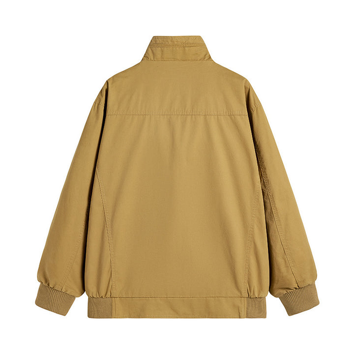 Herren Locker geschnittene Canvas-Überwurfjacke mit Stehkragen und aufgesetzten Pattentaschen Drune