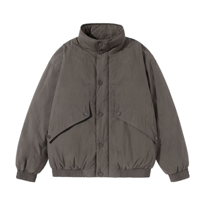Unisex Kurz geschnittene gesteppte Boxy‑Blousonjacke mit hohem Stehkragen und Utility‑Flaptaschen Drune