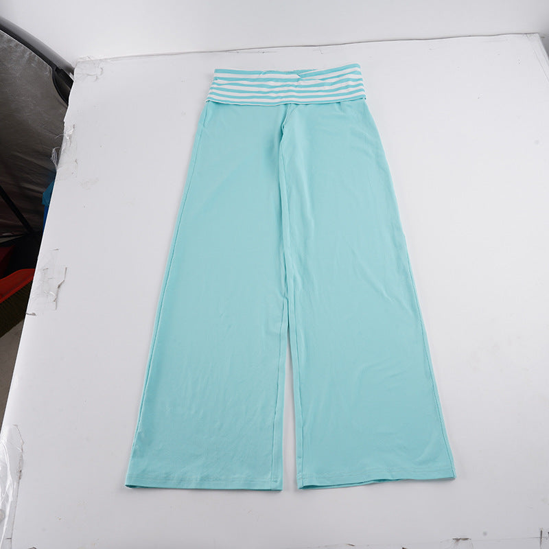 Damen Palazzo-Yogahose mit breitem Umschlagbund und fließender Jersey-Qualität Drune