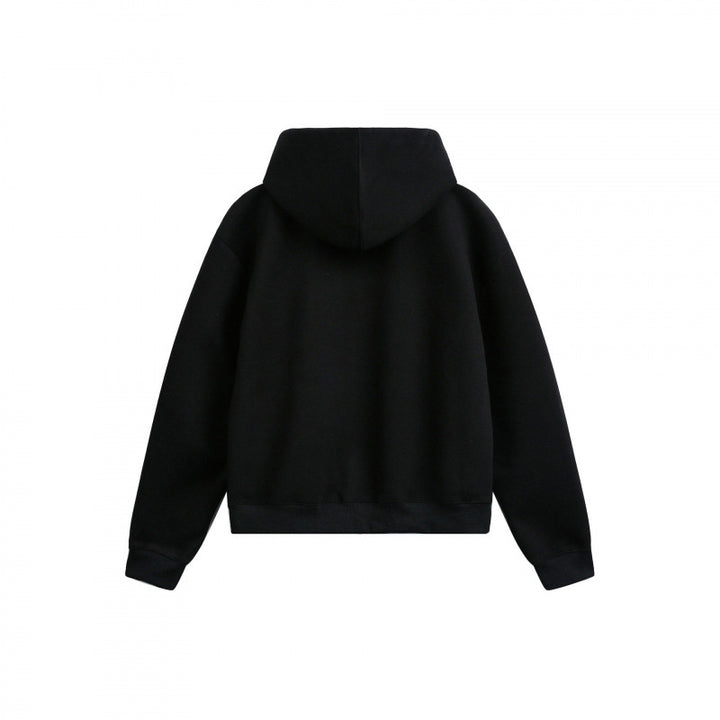Damen Boxy-Kapuzen-Sweatjacke mit durchgehendem Reißverschluss, kariert gefütterter Kapuze und Kängurutaschen Drune