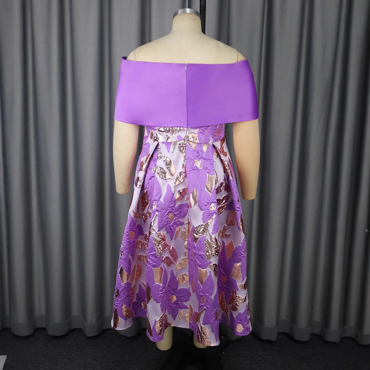 Damen Elegantes Abendkleid mit schulterfreier Applikation und floralen Motiven Drune