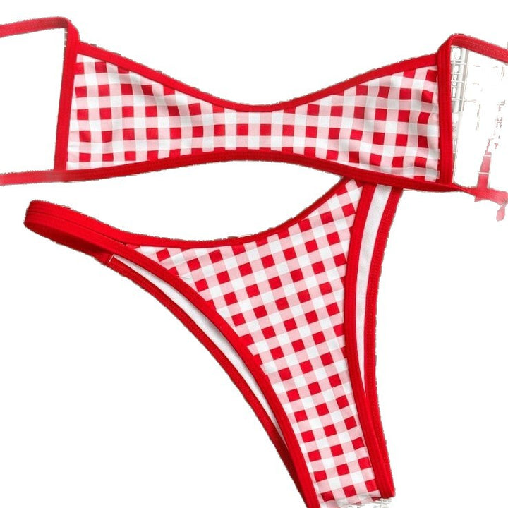 Damen Kariertes Bikini-Top Drune