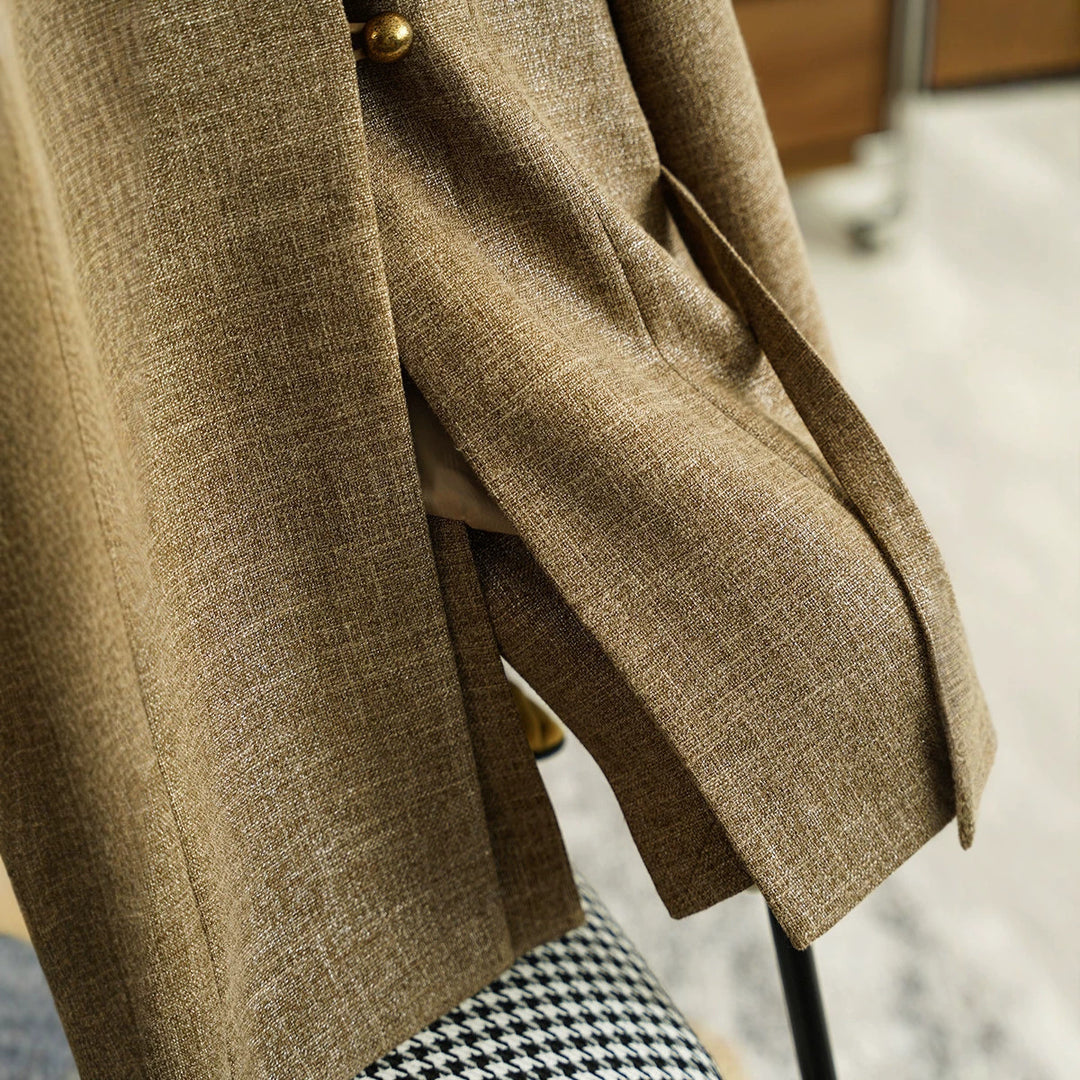 Damen Modische Blazerjacke mit Taillengürtel Drune
