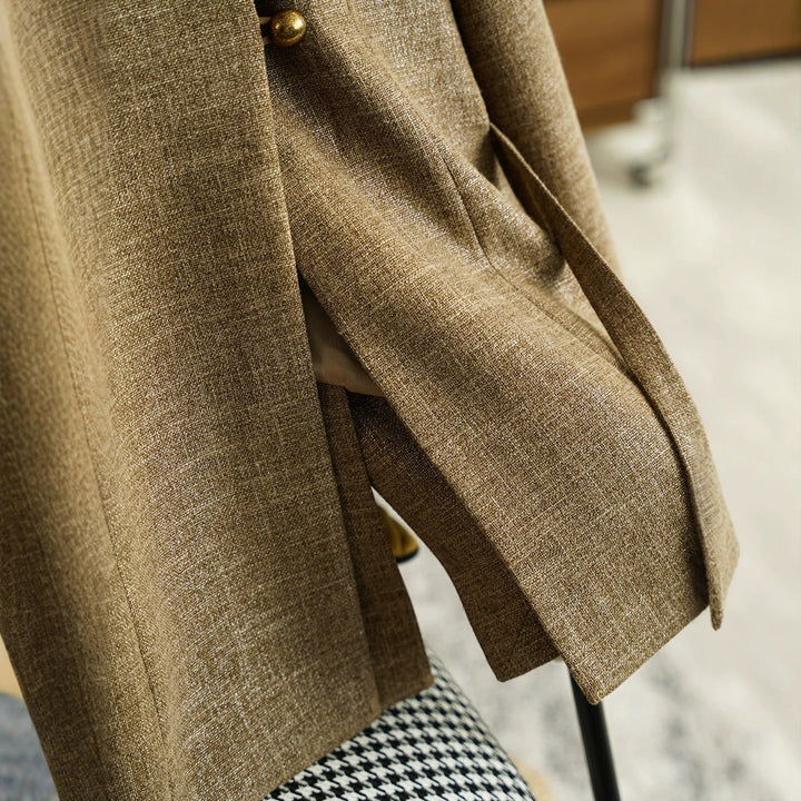 Damen Modische Blazerjacke mit Taillengürtel Drune