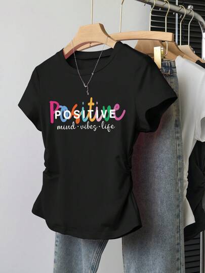Damen Crop-T-Shirt mit figurbetontem Schnitt und modernem Design Drune