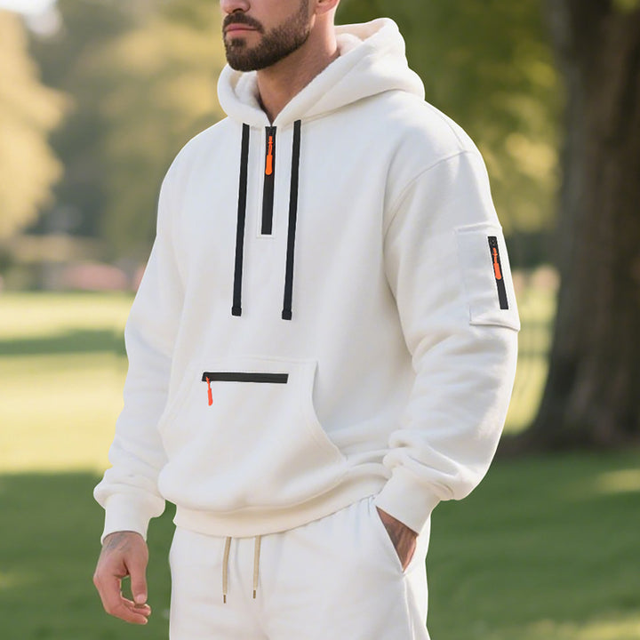 Herren Sportlicher Hoodie mit funktionalen Reißverschlusstaschen Drune