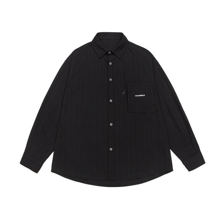 Unisex Oversize-Hemd mit feiner Rippenstruktur, Brusttasche und Kentkragen Drune