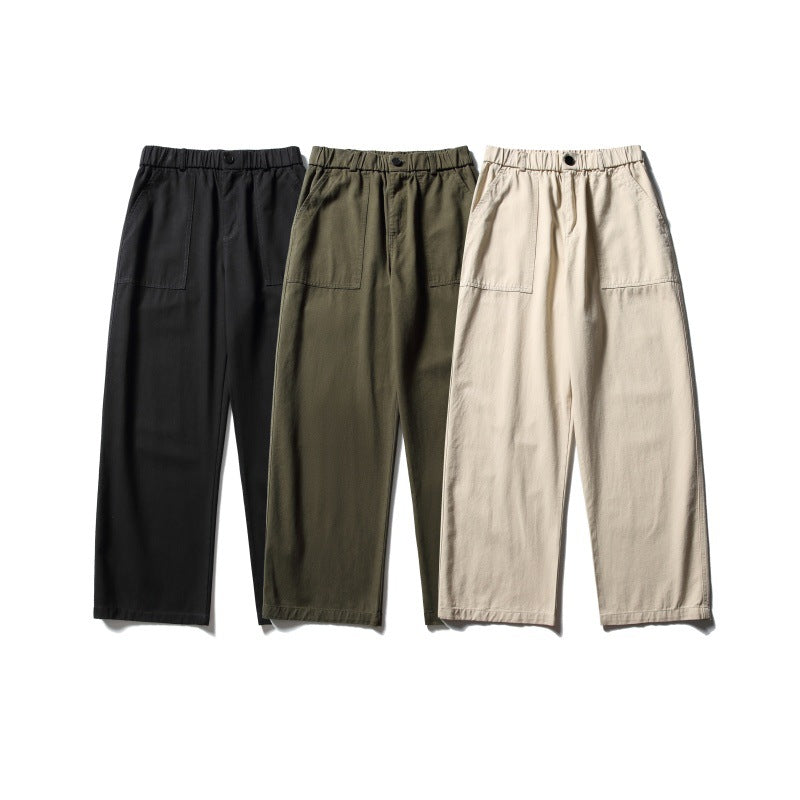 Damen Weite Utility-Cargohose mit elastischem Bund und aufgesetzten Fronttaschen Drune