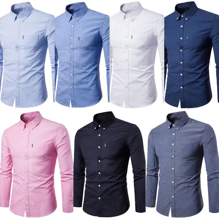Herren nan tailliertes Oxford-Hemd mit Button-Down-Kragen und Brusttasche Drune