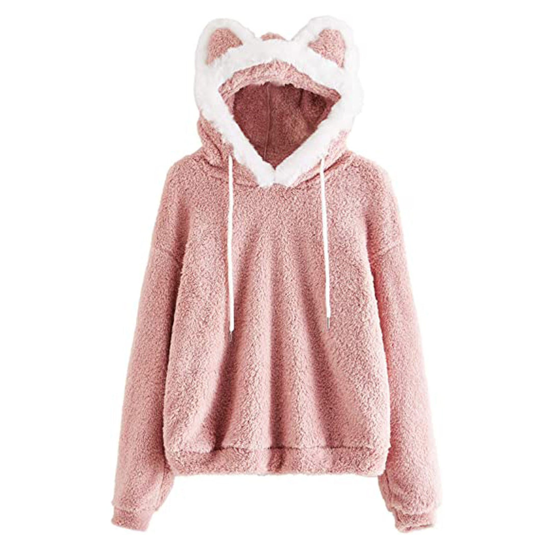 Damen Kuscheliger Hoodie mit Katzengesicht Drune