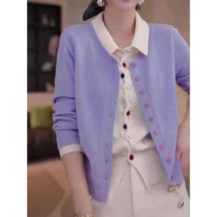 Damen Elegante Strickjacke mit Knopfdetails Drune