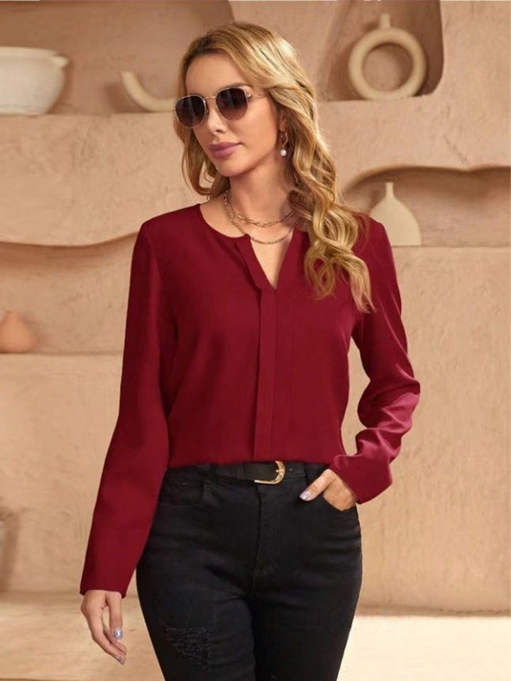 Drune | Damen Satinbluse Imitation Seide Shirt