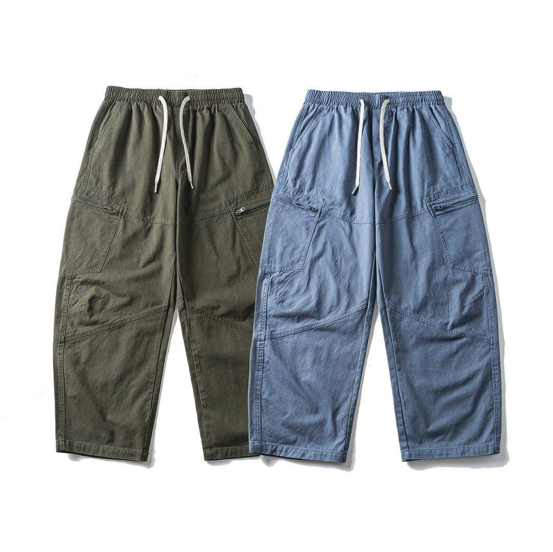 Herren Cropped Cargo-Hose mit elastischem Bund, Tunnelzug und Reißverschlusstaschen Drune