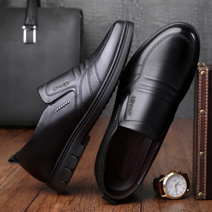 Herren Business-Casual Slipper aus glattem Kunstleder mit stoßdämpfender Gummisohle Drune