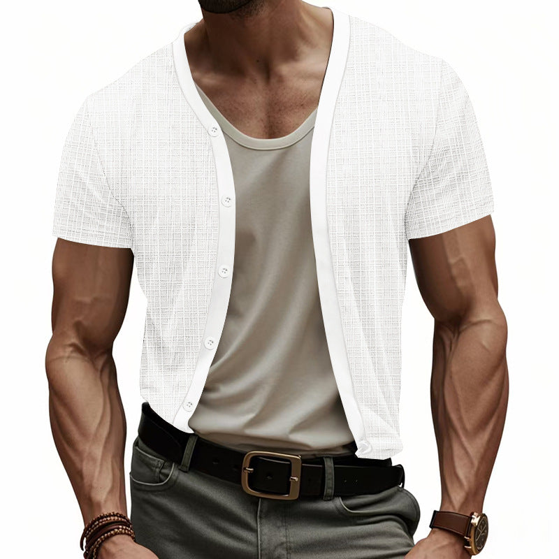 Herren kurzärmliges Cardigan Hemd Drune