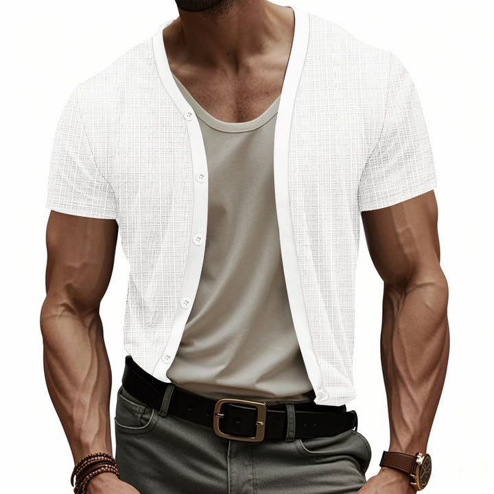 Herren kurzärmliges Cardigan Hemd Drune