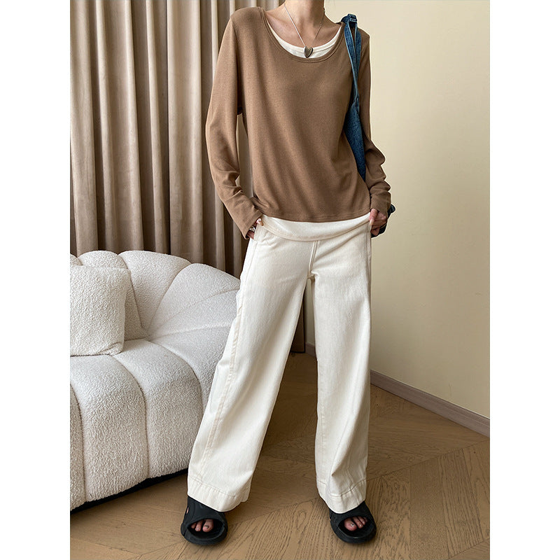 Damen Langarmshirt mit weitem Halsausschnitt Drune