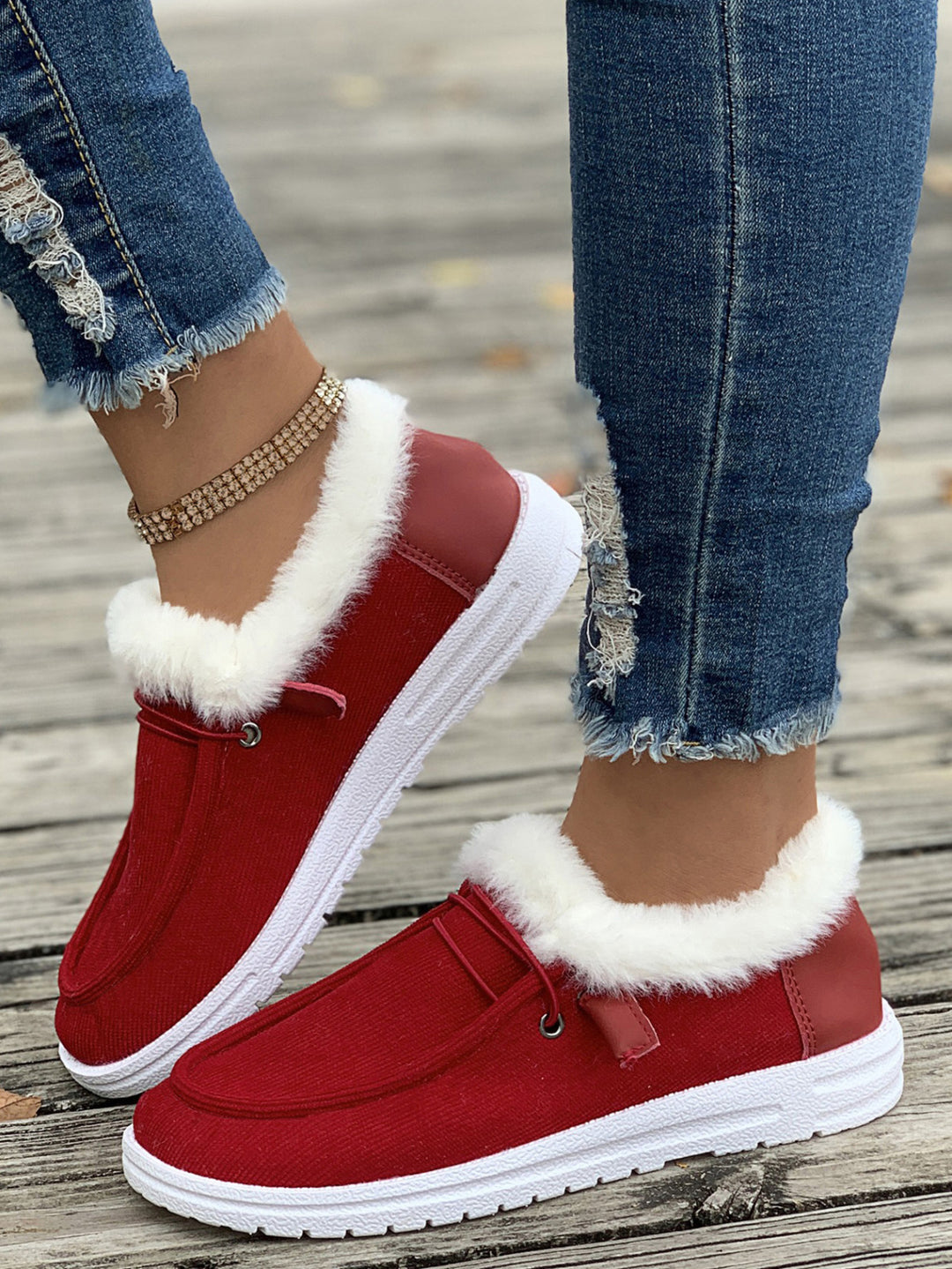 Damen Flauschige Slip-On Hausschuhe mit weichem Innenfutter Drune