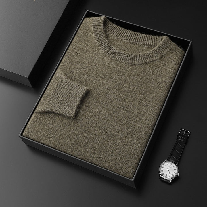 Herren Rundhals-Pullover im Kaschmir‑Look mit extraweichem Flor und Geschenkbox Drune