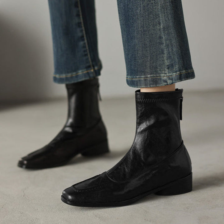 Damen Modische Leder-Stiefeletten mit elegantem Schnitt Drune