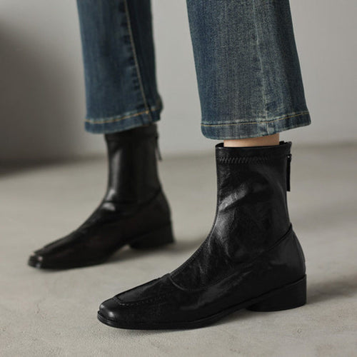 Damen Modische Leder-Stiefeletten mit elegantem Schnitt Drune