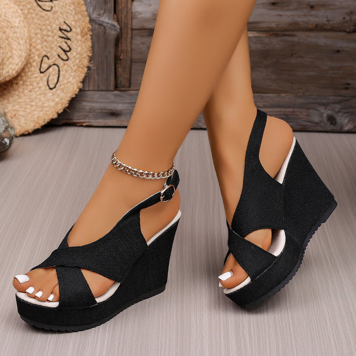 Damen Wedge-Sandalen mit eleganter Schnalle und komfortablem Fußbett Drune