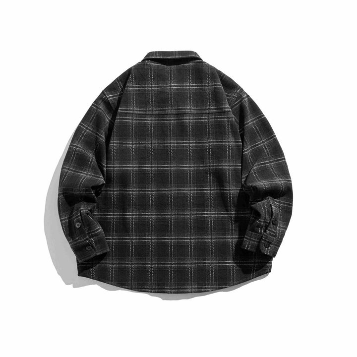 Herren Kariertes Overshirt aus flauschigem Twill mit Hemdkragen Drune