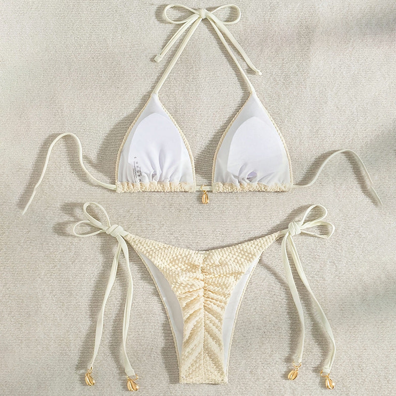 Damen Triangel-Bikini-Set mit strukturierter Oberfläche Drune