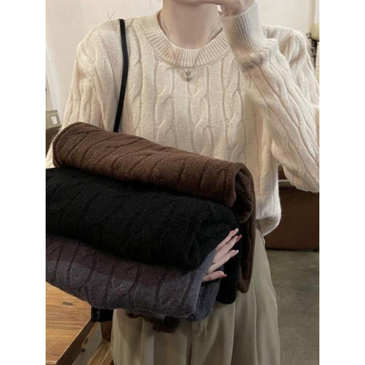 Damen Grobstrickpullover mit strukturiertem Zopfmuster und lässigem Schnitt Drune