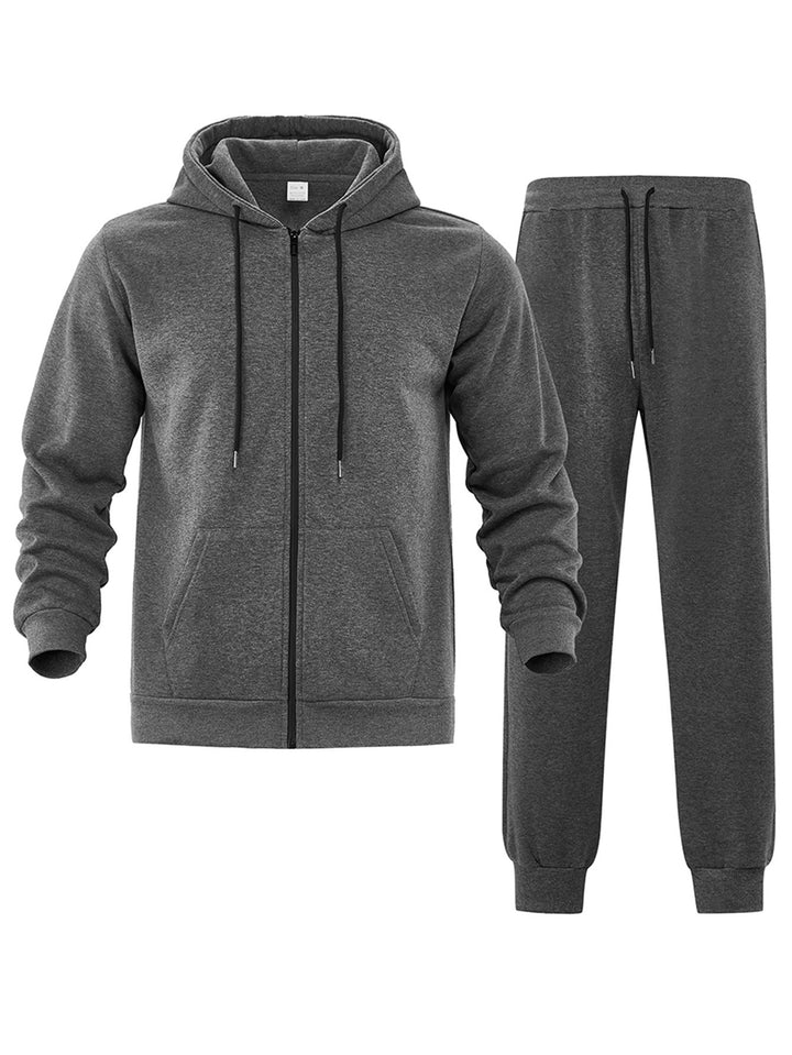 Herren nan zweiteiliges Jogginganzug-Set mit durchgehendem Reißverschluss Kapuzenjacke und taillierter Jogginghose Drune
