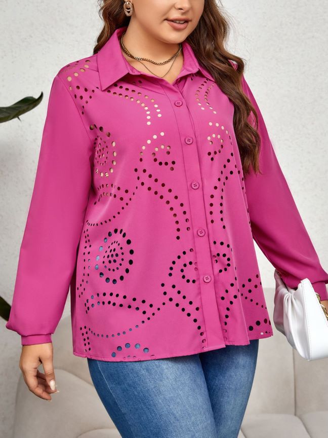 Damen Bluse mit einzigartigem Lochmuster und eleganten Details Drune