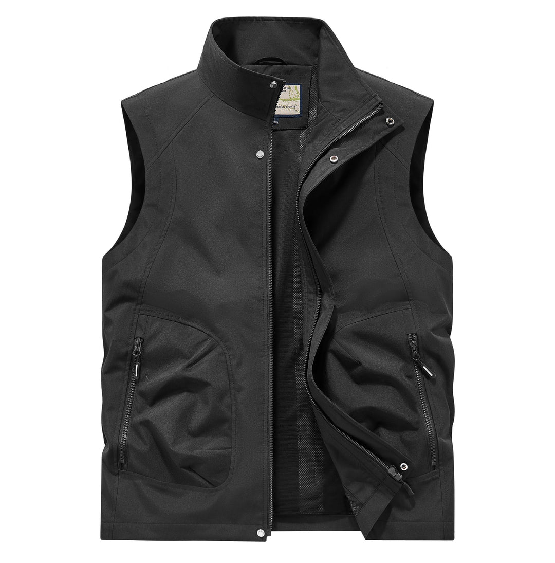 Herren Utility Softshell Weste mit hohem Stehkragen, Reißverschluss & Multifunktions-Taschen Drune