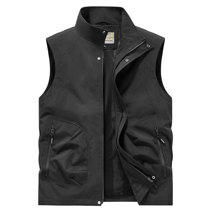 Herren Utility Softshell Weste mit hohem Stehkragen, Reißverschluss & Multifunktions-Taschen Drune