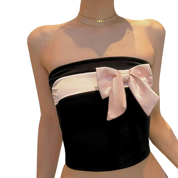 Damen bandeau Oberteil mit elegantem Schleifenakzent Drune