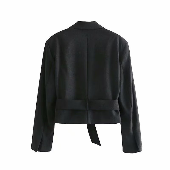 Damen taillierte Blazerjacke mit modernem Schnitt und Bindegürtel Drune