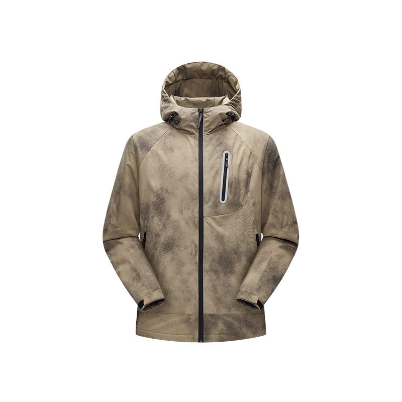 Herren Technische Regenjacke mit Kapuze wasserdichter Shell und reflektierender Brusttasche Drune