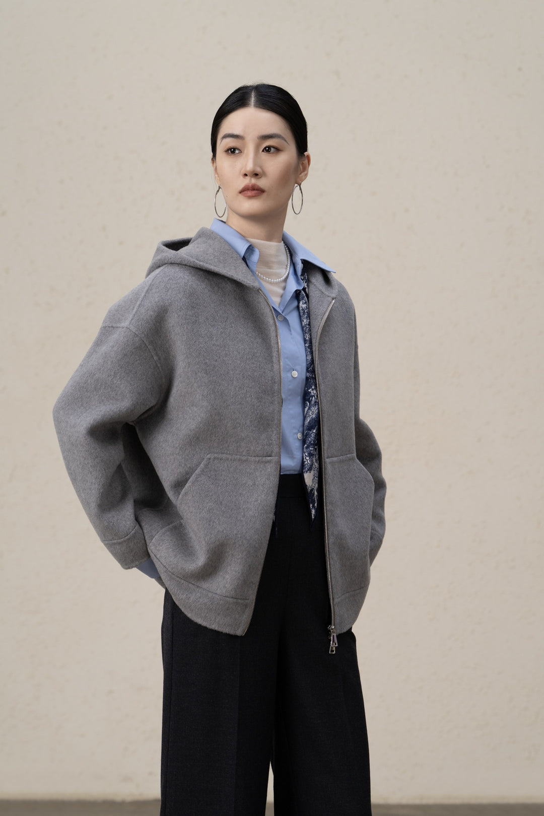 Stylische Fleecegefütterte Zip-Up Jacke für Damen Drune