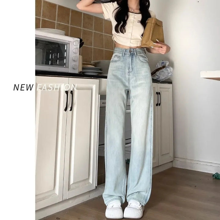 Damen Weite High-Waist Jeans mit bequemer Passform Drune